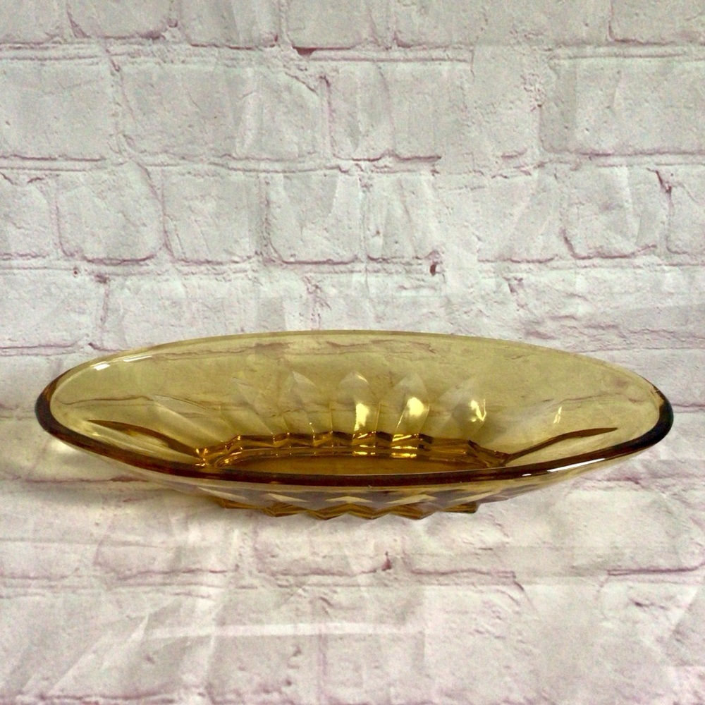 Vintage Amber Glass Relish Tray Candy Dish